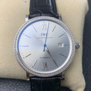 Replica IWC Portofino IW356514 V7 Factory Black Leather Strap - Replica Watches Factory