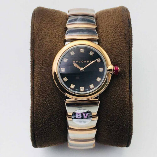 Replica Bvlgari LVCEA BV Factory Gold Bezel Black Dial