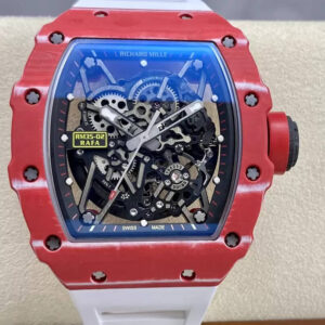 Replica Richard Mille RM35-02 T+ Factory NTPT Carbon Fiber Skeleton Dial White Rubber Strap