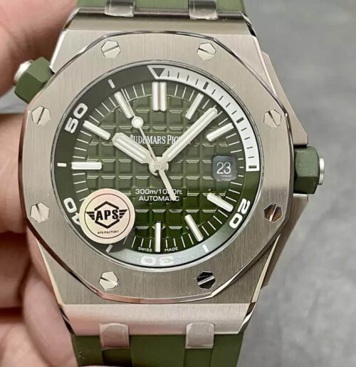 Replica Audemars Piguet Royal Oak Offshore 15710ST.OO.A052CA.01 APS Factory Green Rubber Strap