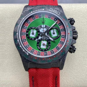 Replica Rolex Daytona Cosmograph Carbon Fiber Diw Custom Version Noob Factory Red Fabric Strap