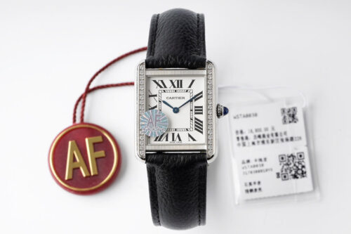 Replica Cartier Tank Quartz AF Factory White Diamond Bezel