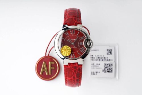 Replica Ballon Bleu De Cartier WSBB0022 33MM AF Factory Red Leather Strap