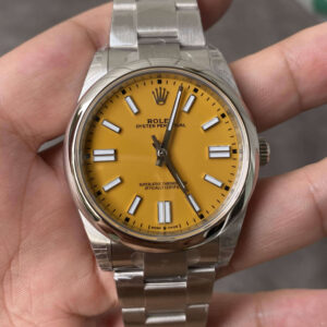 Replica Rolex Oyster Perpetual 41MM M124300-0004 VS Factory Stainless Steel Yellow Dial