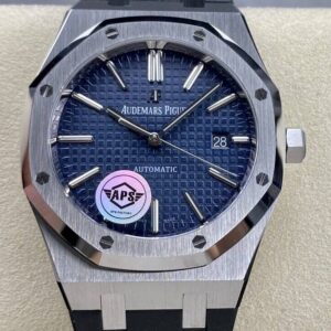 Replica Audemars Piguet Royal Oak 15400 APS Factory Blue Dial Black Strap