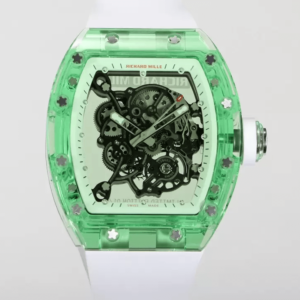 Replica Richard Mille RM055 RM Factory Green Transparent Case Skeleton Dial