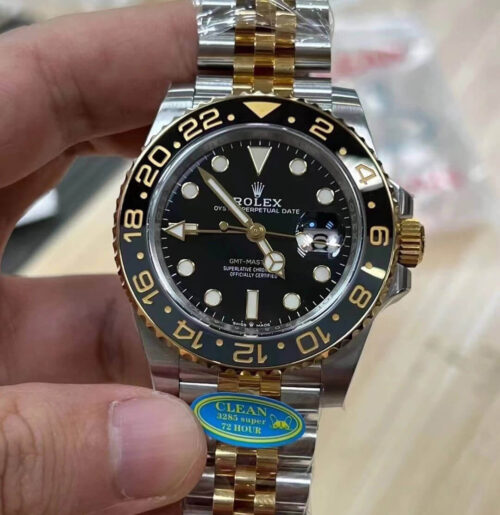 Replica Rolex GMT Master II M126713grnr-0001 Clean Factory Black Dial