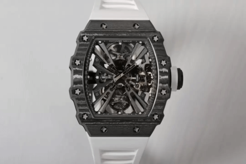 Replica Richard Mille RM12-01 Tourbillon RM Factory Carbon Fiber White Rubber Strap