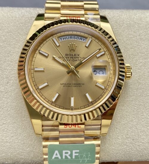 Replica Rolex Day-Datemm m228238-0003 ARF factory gold dial date display- Replica Watches Factory