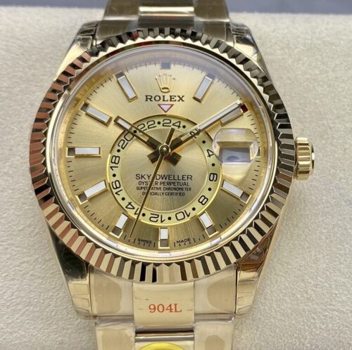 Replica Rolex Sky-Dweller m326938-0003 Noob Factory Gold strap- Replica Watches Factory